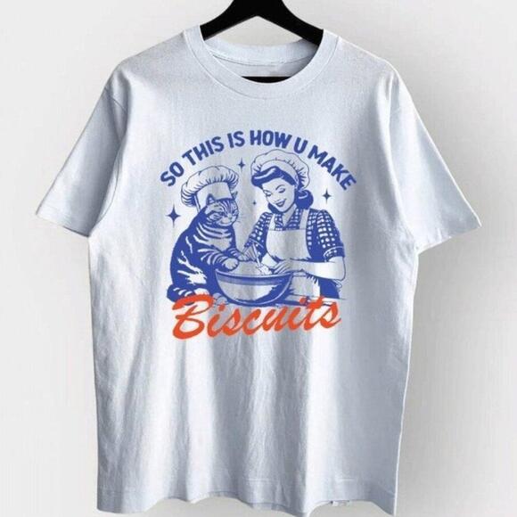 Tops - Cat Biscuits Shirt Retro Cat Lover Cute Graphic Unisex Style T-Shirt 165